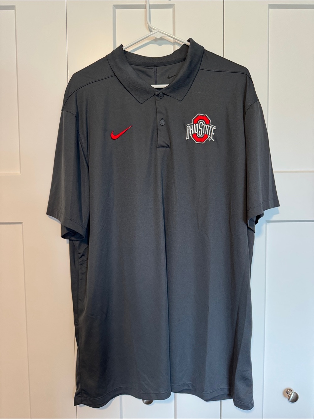 Nike Men's Dark Gray Polo with Red Ohio State Logo